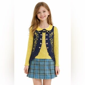 NEW sz 10 Girls Sierra Julian‎ Long Sleeves School Dress Blue Yellow w/Plaid